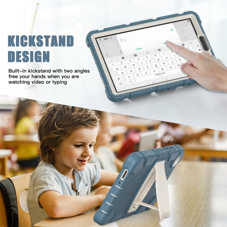 For Samsung Galaxy Tab A9+ / X210 PC Hybrid Silicone Tablet Case with Holder(Cornflower Blue) by bashfashion