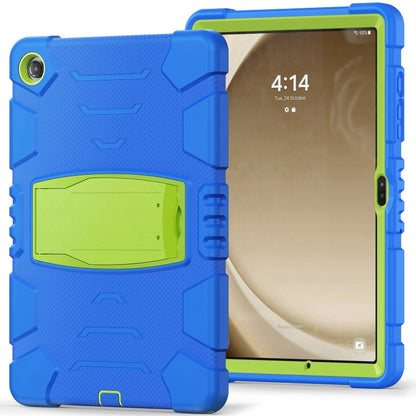 For Samsung Galaxy Tab A9+ / X210 PC Hybrid Silicone Tablet Case with Holder(Blue Lime) by bashfashion