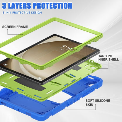 For Samsung Galaxy Tab A9+ / X210 PC Hybrid Silicone Tablet Case with Holder(Blue Lime) by bashfashion