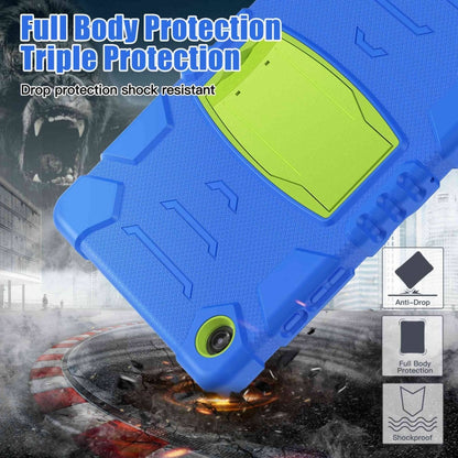 For Samsung Galaxy Tab A9+ / X210 PC Hybrid Silicone Tablet Case with Holder(Blue Lime) by bashfashion