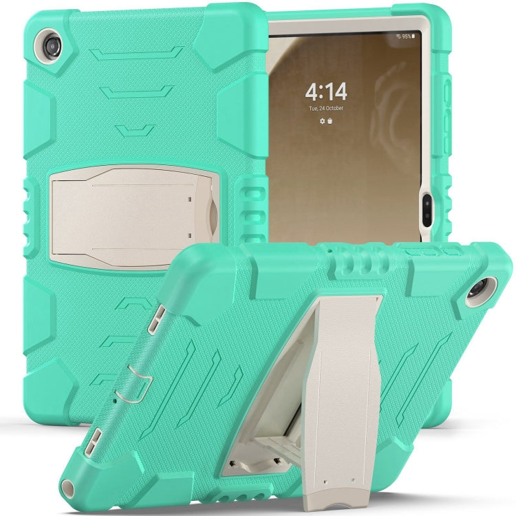 For Samsung Galaxy Tab A9+ / X210 PC Hybrid Silicone Tablet Case with Holder(Mint Green) by bashfashion