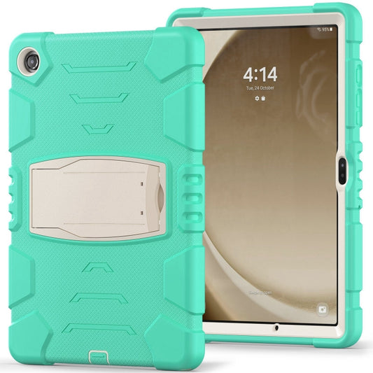 For Samsung Galaxy Tab A9+ / X210 PC Hybrid Silicone Tablet Case with Holder(Mint Green) by bashfashion