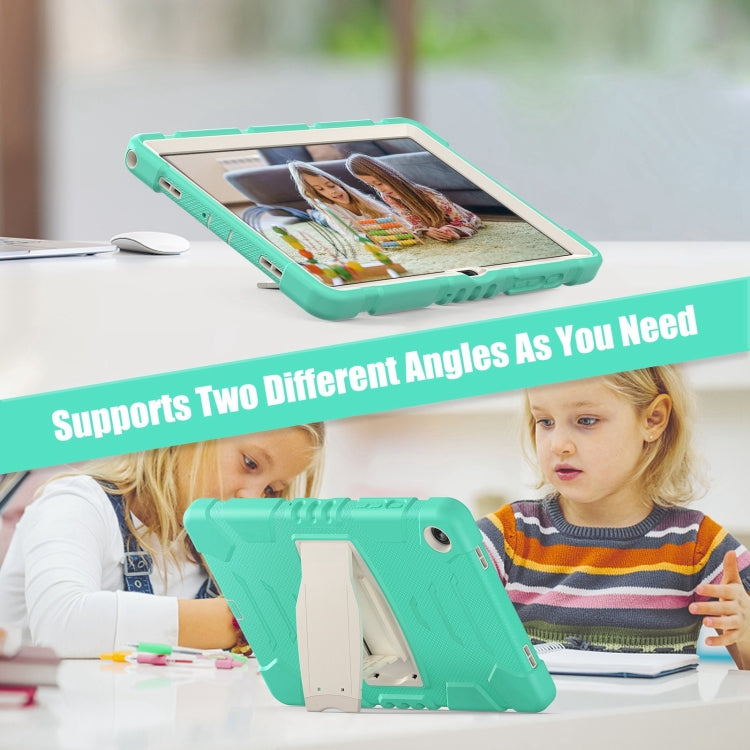 For Samsung Galaxy Tab A9+ / X210 PC Hybrid Silicone Tablet Case with Holder(Mint Green) by bashfashion