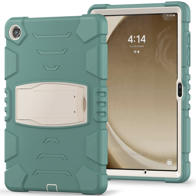 For Samsung Galaxy Tab A9+ / X210 PC Hybrid Silicone Tablet Case with Holder(Emerald Green) by bashfashion