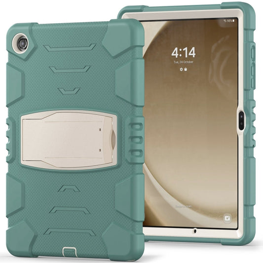 For Samsung Galaxy Tab A9+ / X210 PC Hybrid Silicone Tablet Case with Holder(Emerald Green) by bashfashion