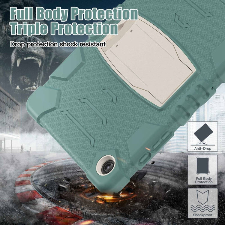 For Samsung Galaxy Tab A9+ / X210 PC Hybrid Silicone Tablet Case with Holder(Emerald Green) by bashfashion