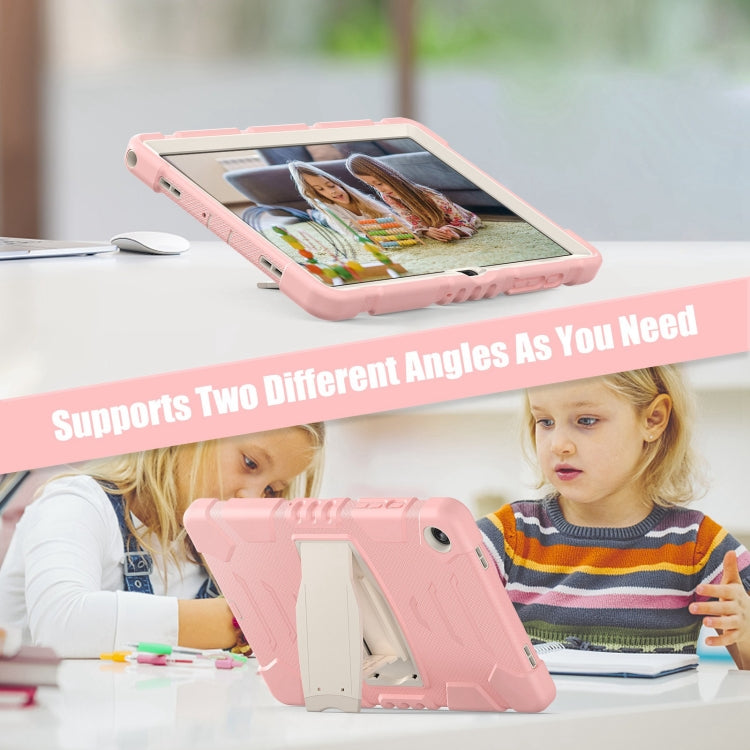 For Samsung Galaxy Tab A9+ / X210 PC Hybrid Silicone Tablet Case with Holder(Cherry Blossoms Pink) by bashfashion