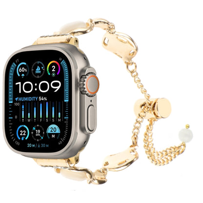 For Apple Watch Ultra 2 49mm Shell Metal Chain Bracelet Watch Band(Gold) by bashfashion