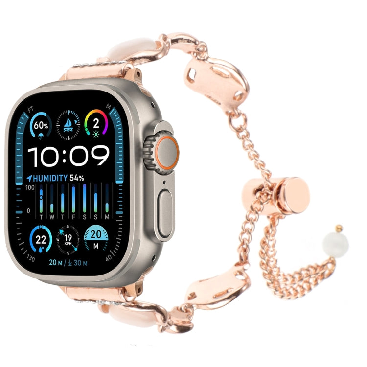 For Apple Watch Ultra 2 49mm Shell Metal Chain Bracelet Watch Band(Rose Gold) by bashfashion