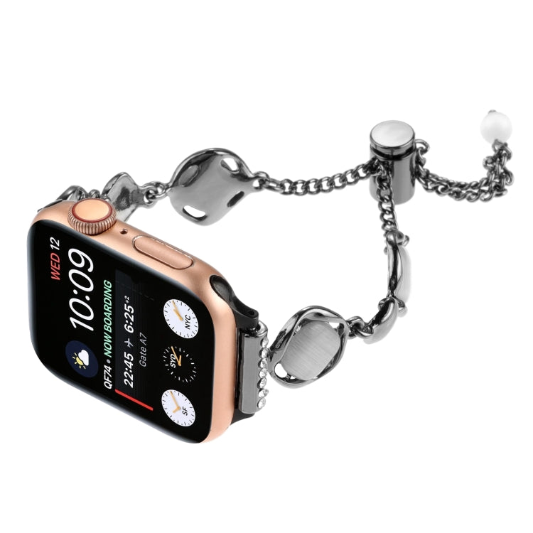 For Apple Watch Series 9 45mm Shell Metal Chain Bracelet Watch Band(Black) by bashfashion