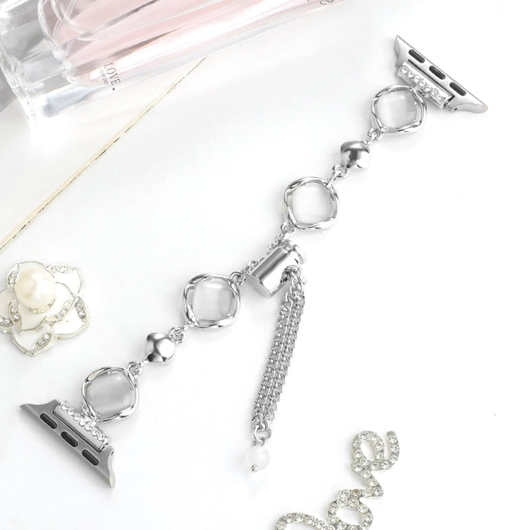 For Apple Watch Series 9 45mm Shell Metal Chain Bracelet Watch Band(Silver) by bashfashion