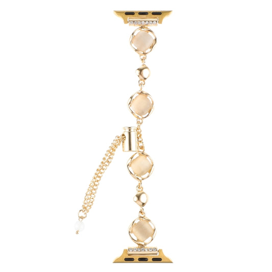 For Apple Watch Series 8 41mm Shell Metal Chain Bracelet Watch Band(Gold) by bashfashion