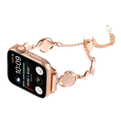 For Apple Watch SE 2022 44mm Shell Metal Chain Bracelet Watch Band(Rose Gold) by bashfashion