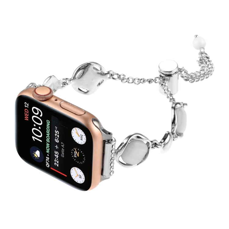 For Apple Watch SE 2022 44mm Shell Metal Chain Bracelet Watch Band(Silver) by bashfashion