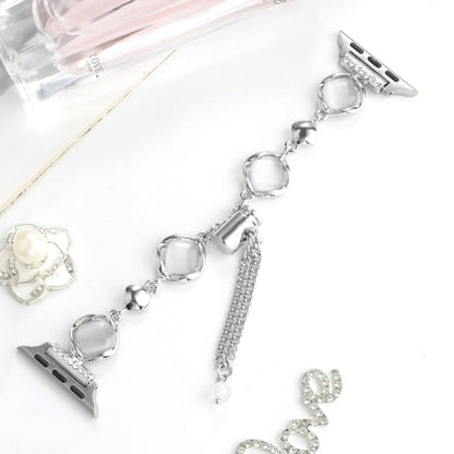 For Apple Watch SE 2022 44mm Shell Metal Chain Bracelet Watch Band(Silver) by bashfashion