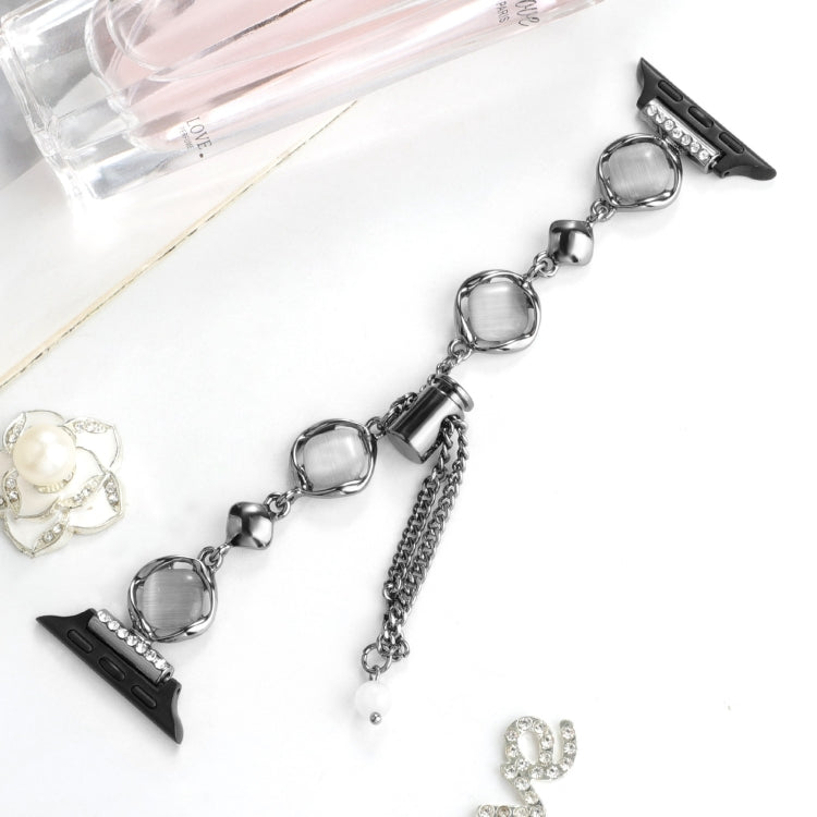 For Apple Watch Series 6 40mm Shell Metal Chain Bracelet Watch Band(Black) by bashfashion