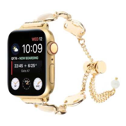 For Apple Watch Series 6 40mm Shell Metal Chain Bracelet Watch Band(Gold) by bashfashion