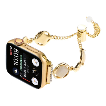 For Apple Watch Series 5 44mm Shell Metal Chain Bracelet Watch Band(Gold) by bashfashion
