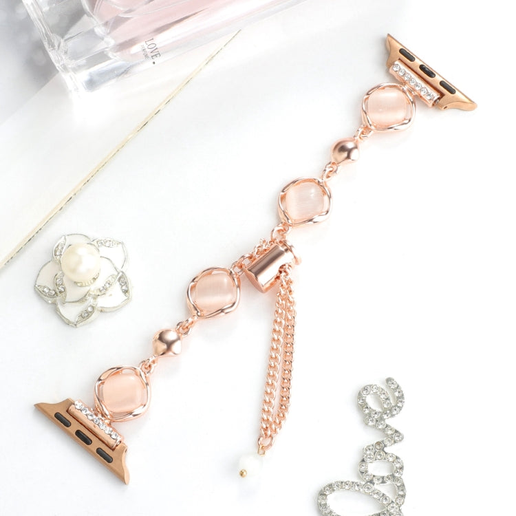 For Apple Watch Series 5 44mm Shell Metal Chain Bracelet Watch Band(Rose Gold) by bashfashion