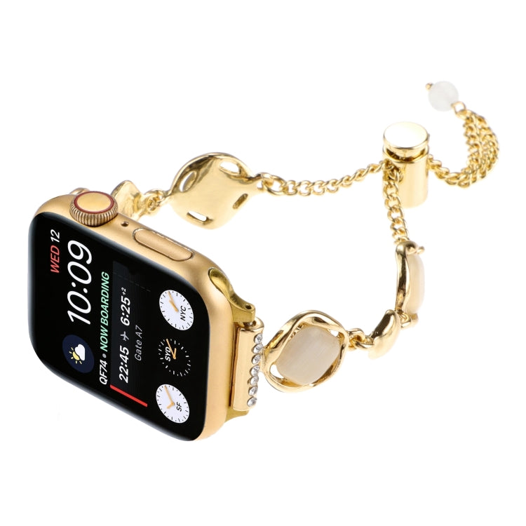 For Apple Watch Series 4 40mm Shell Metal Chain Bracelet Watch Band(Gold) by bashfashion