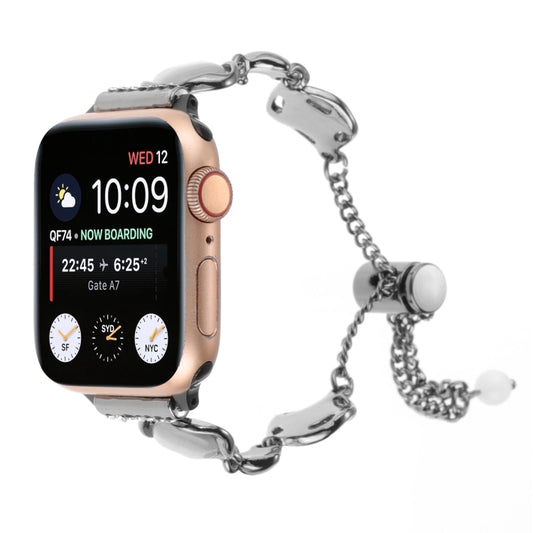 For Apple Watch Series 3 42mm Shell Metal Chain Bracelet Watch Band(Black) by bashfashion