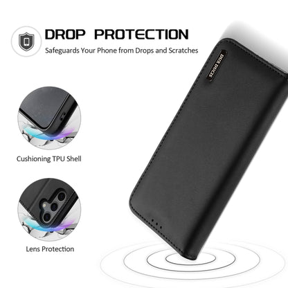 For Samsung Galaxy S25 5G DUX DUCIS Hivo Series Cowhide + PU + TPU Flip Phone Case(Black) by DUX DUCIS