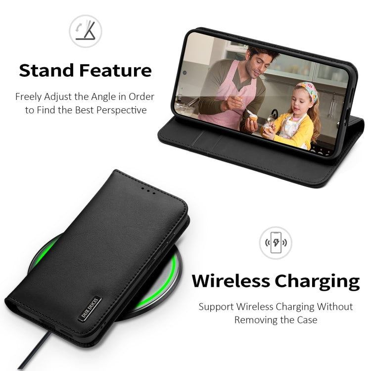 For Samsung Galaxy S25 5G DUX DUCIS Hivo Series Cowhide + PU + TPU Flip Phone Case(Black) by DUX DUCIS