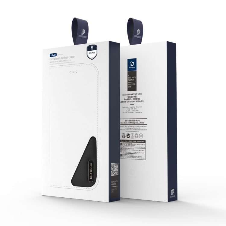 For Samsung Galaxy S25+ 5G DUX DUCIS Hivo Series Cowhide + PU + TPU Flip Phone Case(Black) by DUX DUCIS