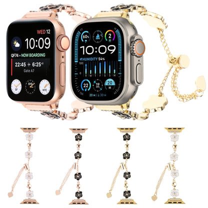 For Apple Watch Ultra 2 49mm Camellia Metal Chain Bracelet Watch Band(White Rose Gold) by bashfashion