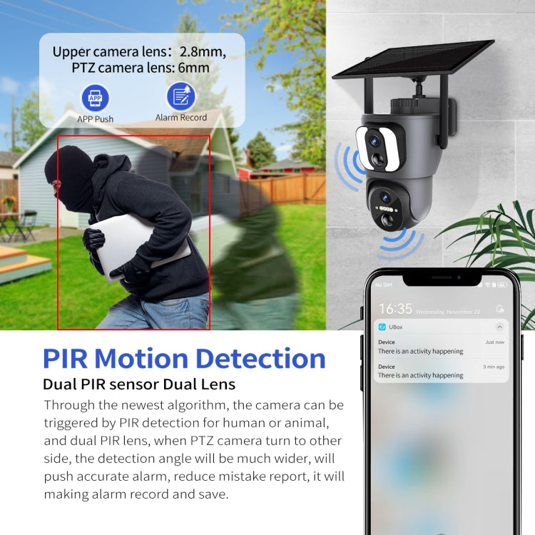 ESCAM QF390 2x2MP Binocular Solar WiFi Camera Supports Two-way Voice & Alarm Recording(Black) by ESCAM