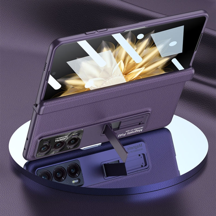 For Honor Magic V2 GKK Integrated Magnetic Hinge Flip Leather Phone Case with Holder(Purple) by GKK