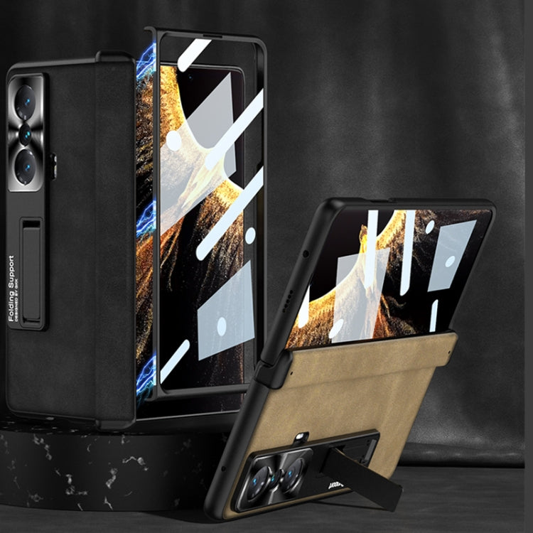 For Honor Magic VS GKK Integrated Frosted Fold Hinge Leather Phone Case with Holder(Black) by GKK