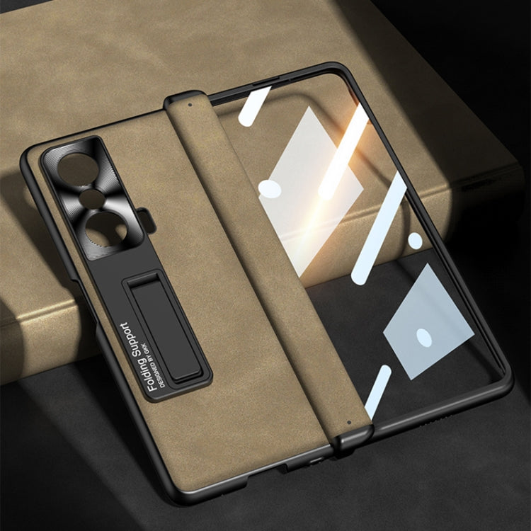 For Honor Magic VS GKK Integrated Frosted Fold Hinge Leather Phone Case with Holder(Brown) by GKK