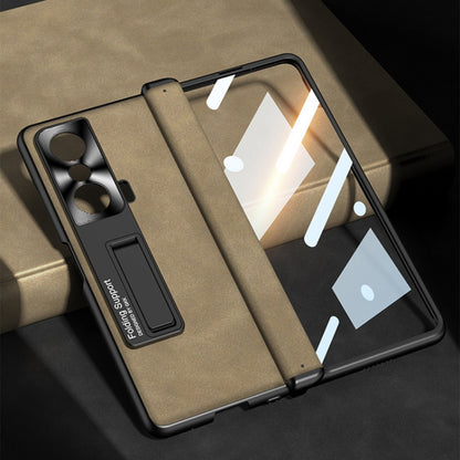 For Honor Magic VS GKK Integrated Frosted Fold Hinge Leather Phone Case with Holder(Grey) by GKK