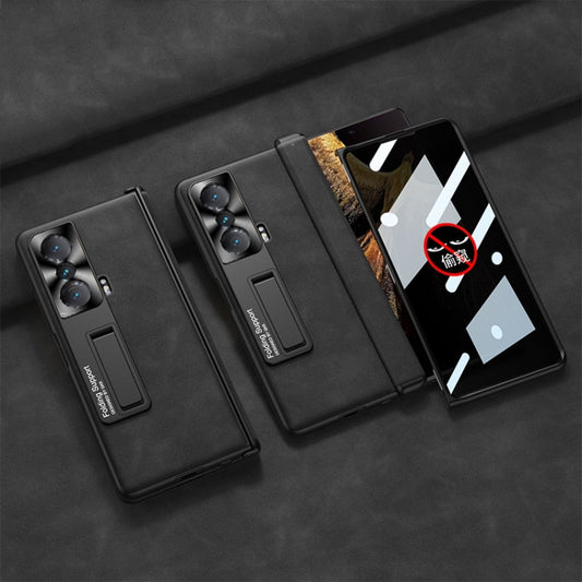 For Honor Magic VS GKK Integrated Frosted Fold Hinge Privacy Leather Phone Case with Holder(Black) by GKK