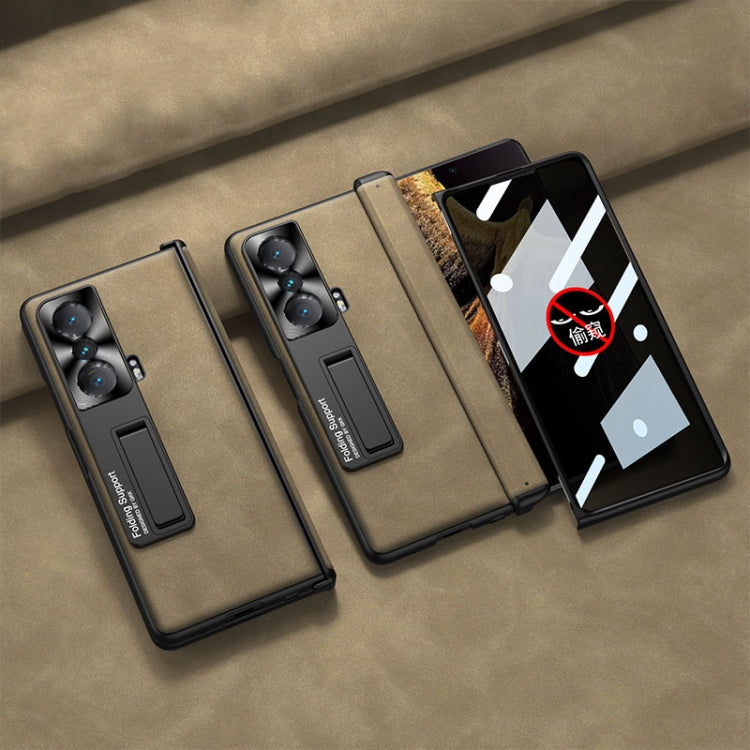 For Honor Magic VS GKK Integrated Frosted Fold Hinge Privacy Leather Phone Case with Holder(Brown) by GKK