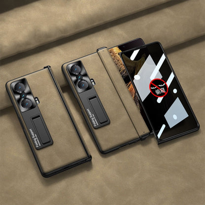 For Honor Magic VS GKK Integrated Frosted Fold Hinge Privacy Leather Phone Case with Holder(Brown) by GKK