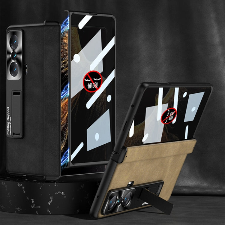 For Honor Magic VS GKK Integrated Frosted Fold Hinge Privacy Leather Phone Case with Holder(Brown) by GKK