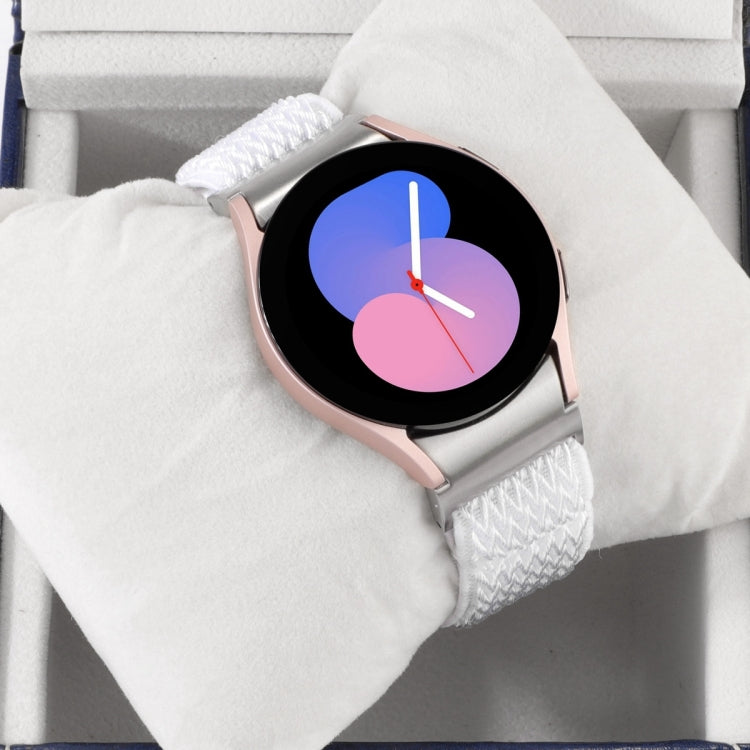 For Samsung Galaxy Watch6/6 Classic/5/5 Pro Wave Braided Nylon Watch Band(White) by bashfashion