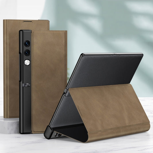 For Honor V Purse GKK Frosted Leather Fold Phone Case(Brown) by GKK