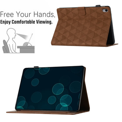 For iPad mini 6 / mini 2024 Diamond Texture Embossed Leather Smart Tablet Case(Brown) by bashfashion
