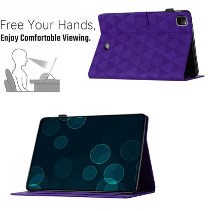 For iPad Pro 11 2025 / 2024 Diamond Texture Embossed Leather Smart Tablet Case(Purple) by bashfashion
