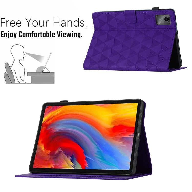 For Lenovo Tab M11/Xiaoxin Pad 11 2024 Diamond Texture Embossed Leather Smart Tablet Case(Purple) by bashfashion
