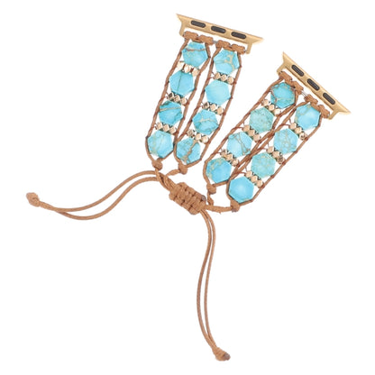 For Apple Watch Ultra 2 49mm Hexagonal Stones Drawstring Chain Watch Band(Blue) by bashfashion