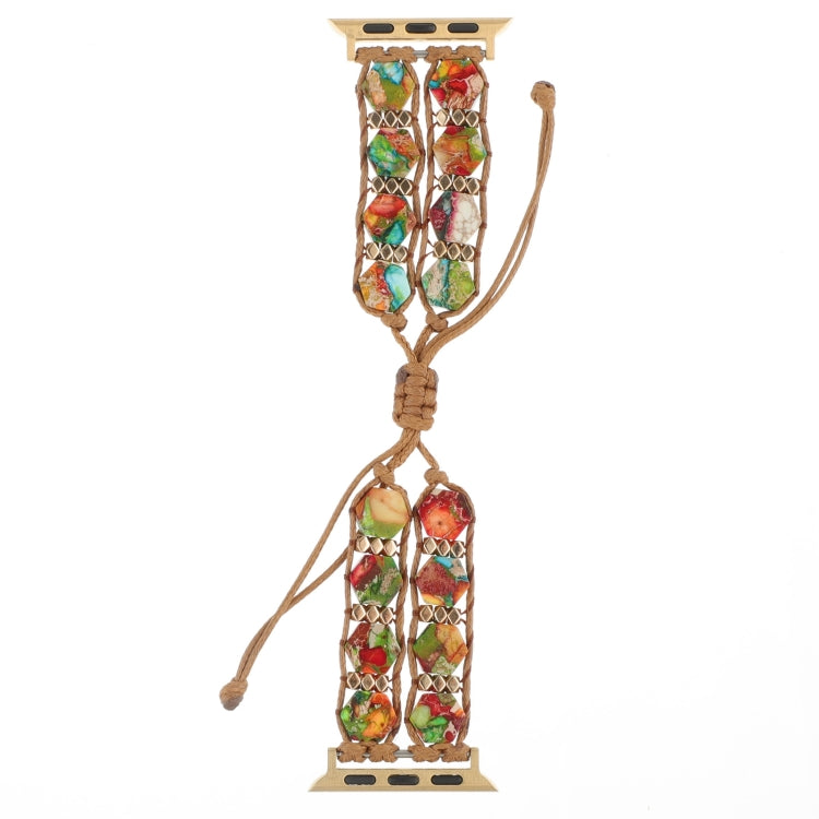 For Apple Watch Series 8 41mm Hexagonal Stones Drawstring Chain Watch Band(Colorful) by bashfashion