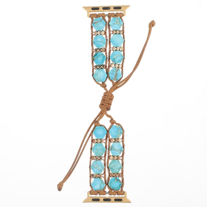 For Apple Watch Series 7 41mm Hexagonal Stones Drawstring Chain Watch Band(Blue) by bashfashion