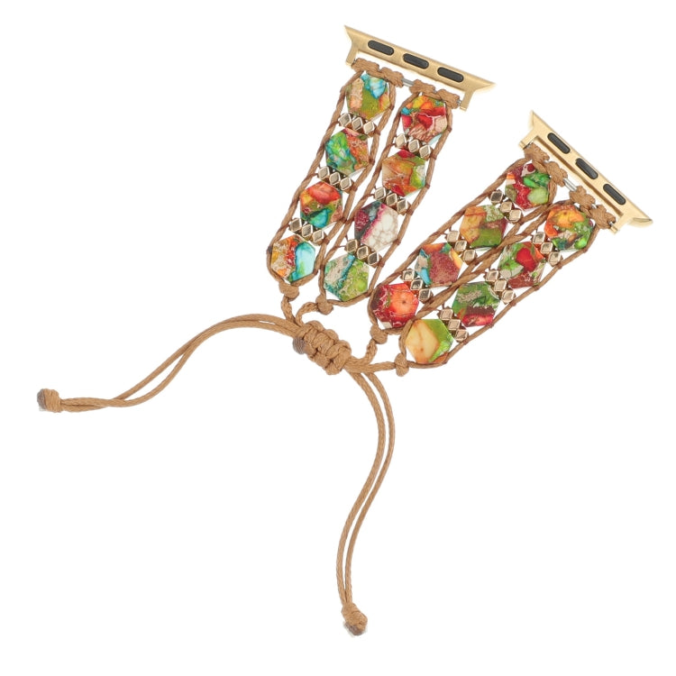 For Apple Watch SE 44mm Hexagonal Stones Drawstring Chain Watch Band(Colorful) by bashfashion