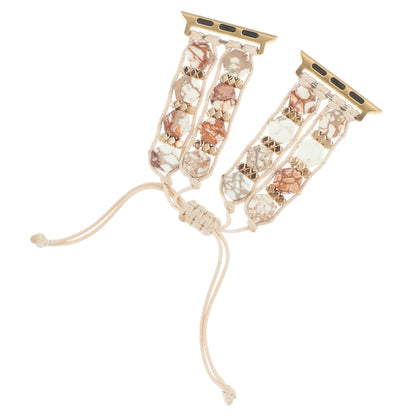 For Apple Watch Series 5 40mm Hexagonal Stones Drawstring Chain Watch Band(Beige) by bashfashion