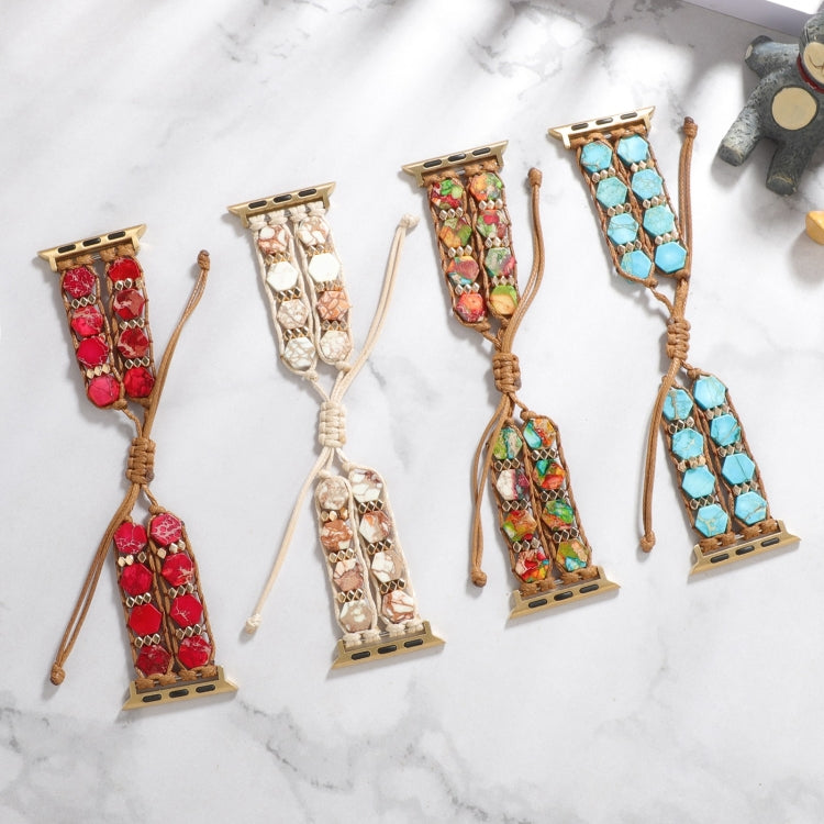 For Apple Watch Series 8 41mm Hexagonal Stones Drawstring Chain Watch Band(Colorful) by bashfashion
