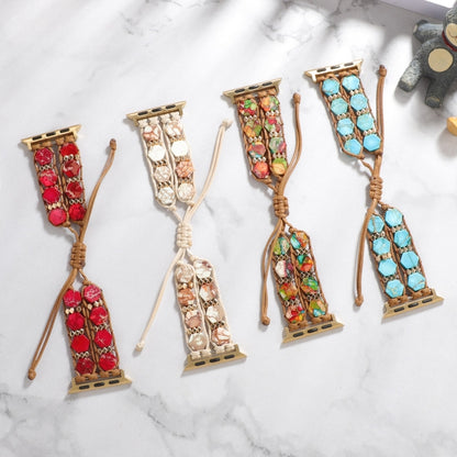 For Apple Watch Series 4 40mm Hexagonal Stones Drawstring Chain Watch Band(Colorful) by bashfashion